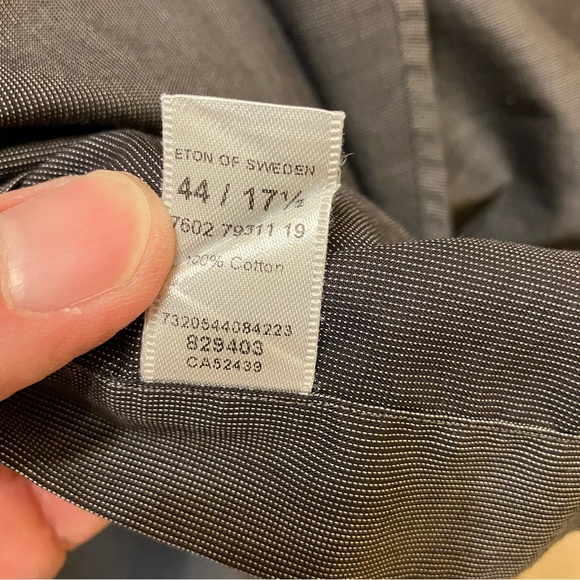 ETON Contemporary Shirt CHARCOAL Long Sleeve COTTON - Sz 17.5 (44) Excellent! - Picture 12 of 16